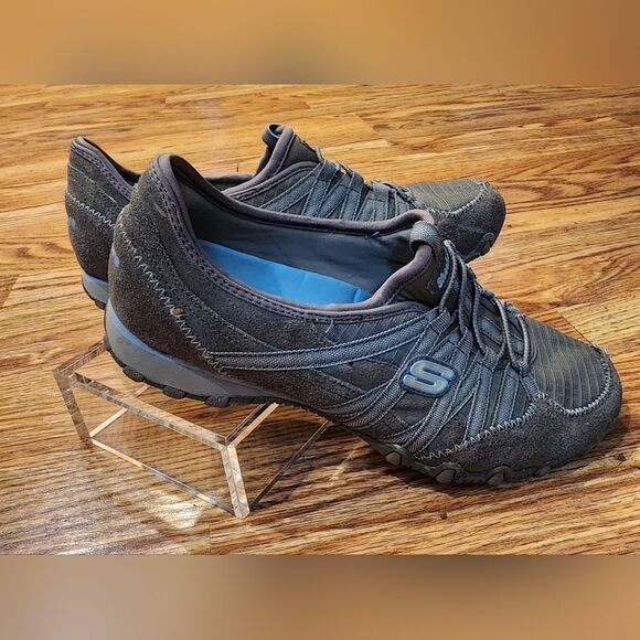 Skechers Women's Biker Relaxed Fit Gray & Blue Size 7.5 Shoes - Picture 4 of 13